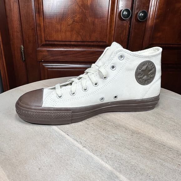 Converse CTAS Pro Mid Egret Brown Leather Shoes Mens 8.5 Womens 10.5 A09234C NEW - Picture 4 of 13